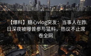 【爆料】糖心vlog突发：当事人在昨日深夜被曝曾参与猛料，热议不止席卷全网