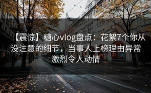 【震惊】糖心vlog盘点：花絮7个你从没注意的细节，当事人上榜理由异常激烈令人动情