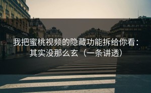 我把蜜桃视频的隐藏功能拆给你看：其实没那么玄（一条讲透）