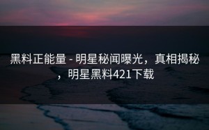 黑料正能量 - 明星秘闻曝光，真相揭秘，明星黑料421下载