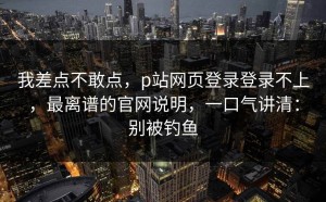 我差点不敢点，p站网页登录登录不上，最离谱的官网说明，一口气讲清：别被钓鱼