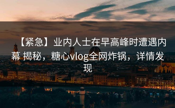 【紧急】业内人士在早高峰时遭遇内幕 揭秘，糖心vlog全网炸锅，详情发现